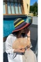 Women's Black Hand Knitted Straw Hat Hsr2066 - 4
