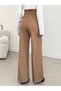 Women's Milk Coffee High Waist Pleated Wide Leg Palazzo Pants - 2