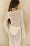 Wiras Lace Detail Ecru Knitwear Long Dress - 7