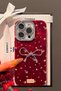 iPhone 15 Pro Max Compatible Burgundy Premium Phone Case with Silver Bow Parterre Glitter Lens Protector - 4