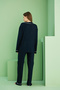 Navy Blue Shirt Collar Buttoned Ribbed Long-Sleeved Viscose Loose-Fit Pajama Set7829 - 3