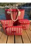Jute-Wicker Women's Shoulder, Beach and Picnic Bag, 100% Cotton Woven with Striped Rope Strap - 4