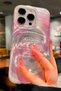 iPhone 16 Pro Compatible Gradient Pink Rainbow Hologram Ins Style Imd Premium Phone Case - 6