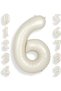 6 Year Old Cream Colored Foil Balloon 34 Inch 80 cm 6 Year Old Birthday Party Balloon - 2
