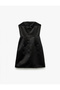 Strapless Neckline Pocket Detail Satin Bodycon Sleeveless Slim Fit Mini Evening Dress - 4