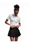 Cotton Zippered Pleated Mini Shorts Skirt - 2