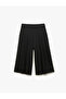 Comfortable Fit Culotte Fabric Trousers with Pockets and Pleats - 3
