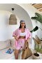 Women’s Linen Fabric Oversized Shirt Shorts Set - 6