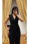 Double Breasted Collar Waist Knot Detailed Slit Midi Length Knitted Crepe Dress - 4