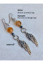 Silver Color Dangle Women's Earring with Citrine and Hematite Natural Stone Angel Wing Detail - 3