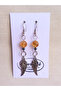 Silver Color Dangle Women's Earring with Citrine and Hematite Natural Stone Angel Wing Detail - 4