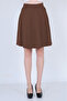 Women's Brown Flared Skirt Modern & Elegant Design Diving Fabric