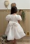 White Carolin Balloon Skirt Balloon Sleeves with Ribbon Girls Kids Baby Girl Dress - 3