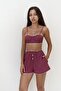 Burgundy Triple Set with Leda Lace Detail Shorts - 5