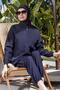 Navy Blue Full Covered Water Repellent Fast Drying Side Adjustable Zippered Hijab Swimsuit - 2