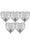 Heart Foil Balloon 5 Pieces 45 cm Silver Color - 5