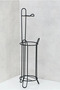 Black Freestanding Toilet Paper Holder, Tissue Holder, WC Paper Holder Stand, 3-Spare Hook Holder - 5