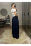 Isla Navy Blue Bamboo Linen Adjustable Belted Trousers with Flap Front and Back Suitable for Hijab - 5