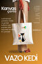 Bag, Canvas Tote Bag Printed Gusseted |   Vase Cat Bag - 2