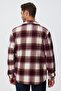 Wolf men's woven long sleeve shirt burgundy-white plaid - 4