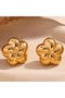 Curved Flower Model Tarnish-Free Steel Earrings - 3