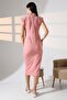 Powder Brooch Detailed Turtleneck Draped and Padded Crepe Dress - 8