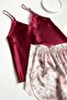 Flower Guipure Detailed Satin Shorts Set - 2