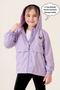 Girl's Combed Cotton Lined Hooded Seasonal Raincoat with Pockets