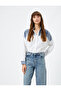 Long Sleeve Shirt with Tweed Detail Buttoned Stand Collar