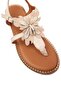 White Genuine Suede Floral Flip Flops Brown Genuine Leather Ankle Strap Women's Sandals - 5
