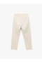 Button Pleated Linen Cotton Blend Chino Trousers with Lace-Up Waist and Pocket Detail - 4