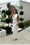 Women's Backless Deep Shawl Collar Long White Dress - 6