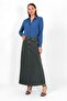 High Waist A-Line Denim Skirt Green - 5
