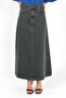 High Waist A-Line Denim Skirt Green