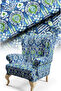 Blue Modern Patterned Digital Printed Fabric. Cotton Lining Upholstery Fabric