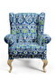 Blue Modern Patterned Digital Printed Fabric. Cotton Lining Upholstery Fabric - 2