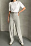 Gray Straight Fabric Trousers - 8