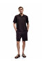 Cotton Pocket Detailed Textured Waist Lace-Up Bermuda Shorts