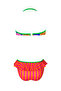 Halter Neckline Colorful Orange Patterned Bandeau Ruffled 50Uv Girls Bikini Set by Nessi Byrd - 2