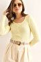 Women's Light Yellow Patched Camisole Blouse Blz-19000588 - 5