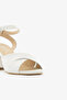 White Genuine Leather Cross Strap Thick Heeled Women's Sandals - 4