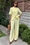 Judge Collar Cross Buttoned Plazzo Trousers Viscon Linen Suit 10209 - 6