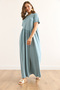 Women Mint Green Front Asymmetrical Stitching Long Bell Cotton Dress Elb-19002446 - 3