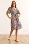 Women Ethnic Purple V Neck Belted Woven Mini Shirt Dress Elb-19002380 - 2