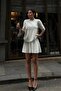 Ecru Neckline Stone Detail Fleece-Lined Mini Skirt Set 10002 - 4