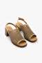 Skin Genuine Leather Laser Cut Patterned Open Back Block Heeled Women's Shoes - 2
