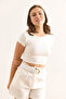 Women's Black White 2 Pack Crop Stretchy Blouse Blz-19003023 - 4