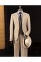 Italian Style Combination Suit Jacket Vest Pant Beige T14037 - 6