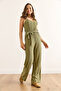 Women's Green Strap Belted Pocket Jumpsuit Tlm-19000162 - 4