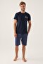Navy Blue Father and Son T-Shirt and Bermuda Shorts Set, 100% Cotton, (Priced Separately) - 2